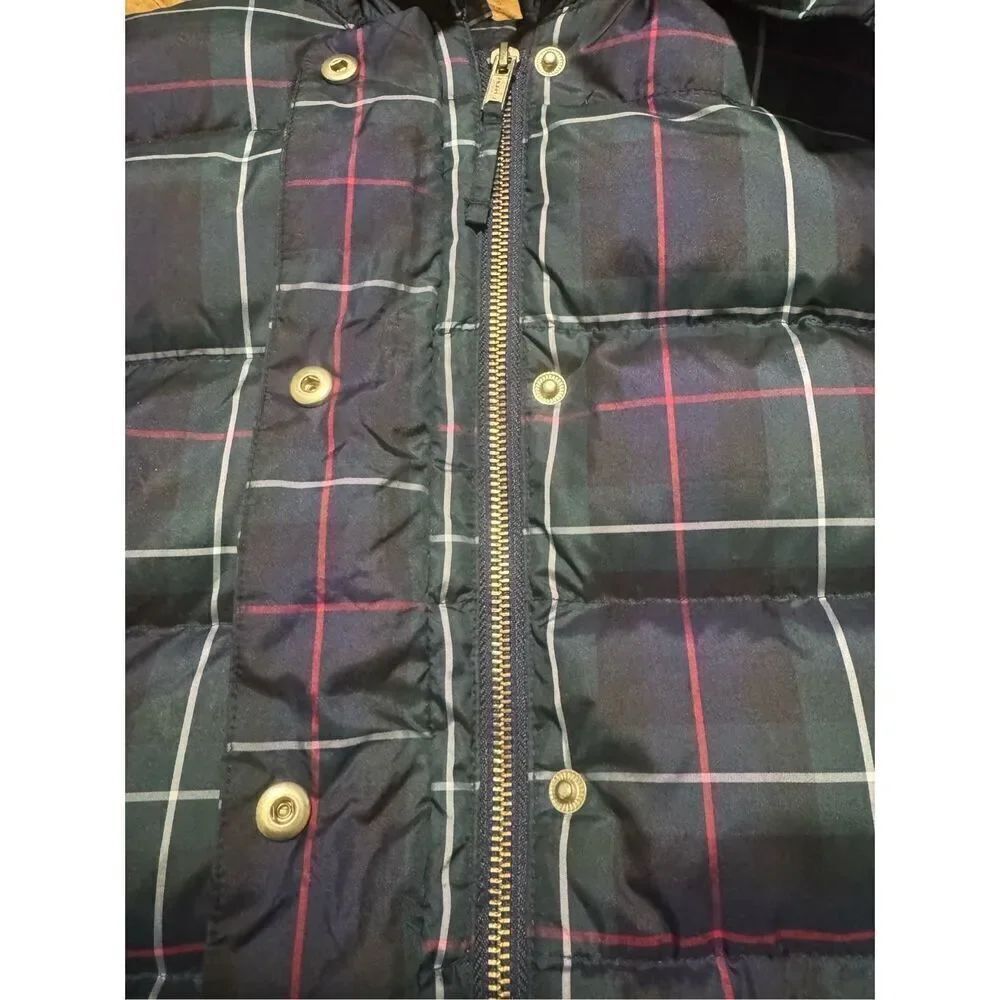 J. Crew plaid puffer vest features removable hood XS - Picture 6 of 12